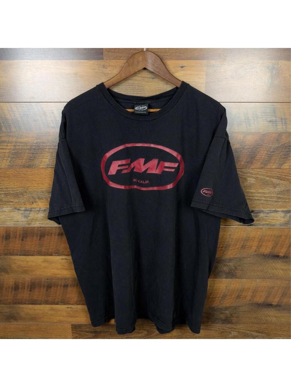 Vintage FMF Racing Motocross Logo Black T Shirt Mens 2XL Y2K